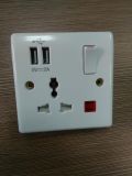13A Electrical Universal Switch Socket with 2USB Port