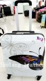 Butterfly White PC Trolley Luggage