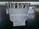 White Round Willow Basket with Wooden Handles and Fabric Lining (HL4315 S/3)