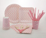 Wholesale Special Pink Chevron Paper Party Tableware
