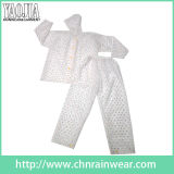 Wholesale White Color Printed PVC Rainsuit / Rain Suit for Adult