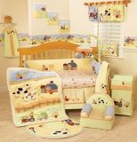 Fashion Bright Yellow Cartoon Cotton Fabric Baby Bedding Set