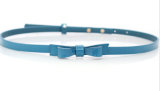 Fashion Lady Shinny Blue PU Belt with Bow