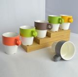 Colorful Ceramic Stacked Coffee Mugs