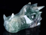 Natural Green Fluorite Dragon Head Sculpture (9O43)