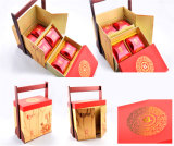 Mooncake Paper Cardboard Packaging Gift / Food Box with Wooden Handle