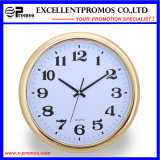 Gold Frame Logo Printing Round Plastic Wall Clock (Item23)
