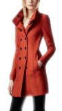 2013 Warm Orange Wool Duffle Women Winter Long Coat / Jacket (Hsc-149)