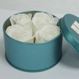 2014 Creative Wedding Birthday Party Artificial Rose Gift Collocate Round Tin Box Jewelry Case Candy Box 8PCS/Lot