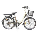 City Lady Aluminium Alloy Lithium Battery Electric Bicycle with Basket (TDE-038A)