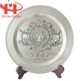 Round Souvenir Metal Plate Wood Holder