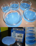 5PCS Clear Glass Bowl Set with Plastic Lid Dinner Ware