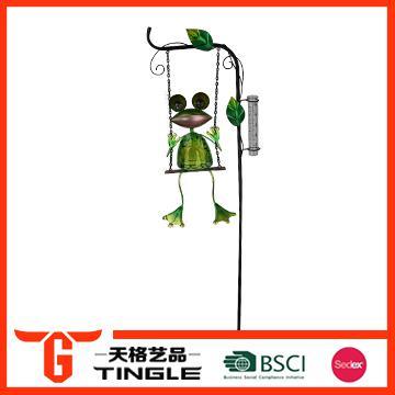 Frog Decorative Stake with Rain Gague for Garden