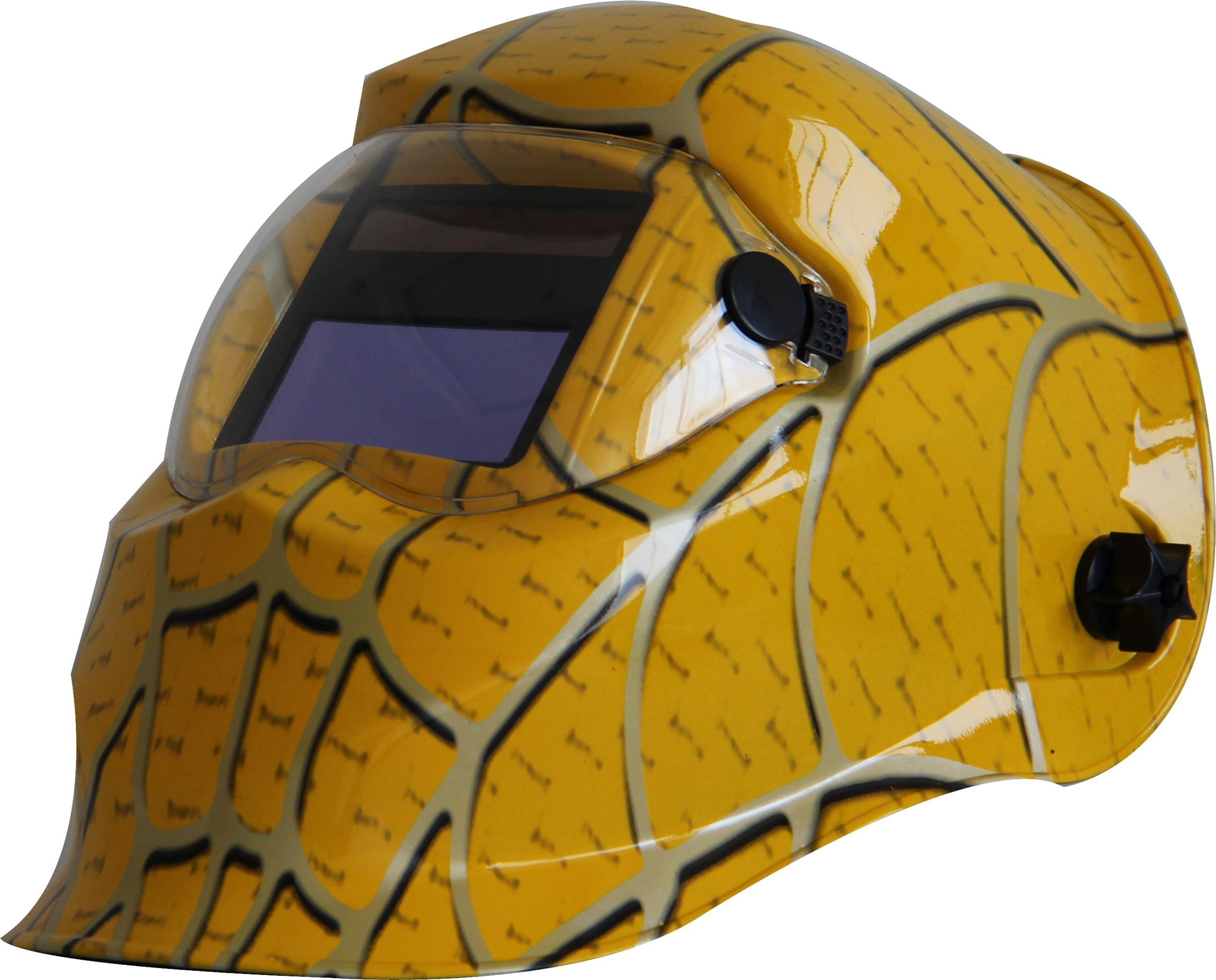 Yellow Spider Web Solar Power Auto Darken Welding Helmet