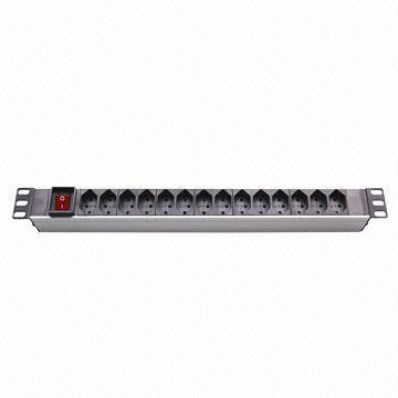 Power Distribution Units, Swiss Plug Socket, 14-Way Socket, 16A, 19-Inch Network Cabinet, Size 1u