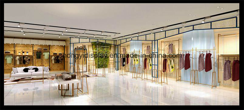 Wholesale Lady Garment Display Clothes Shop Furniture with LED Lights