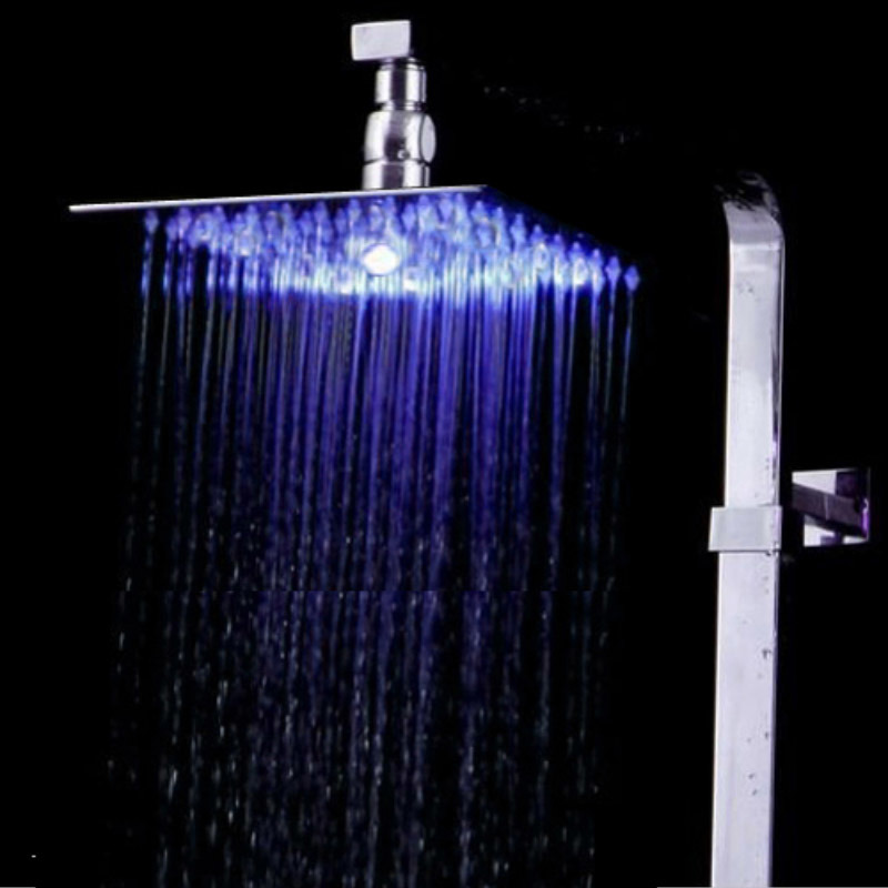Ultra Thin 8inch Sqaure LED Stainless Steel Rain Shower Head