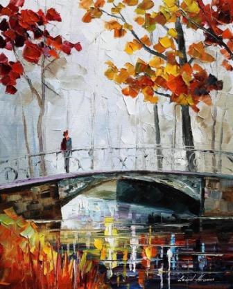 Fall Season Tree and Bridge Oil Painting 40X60cm
