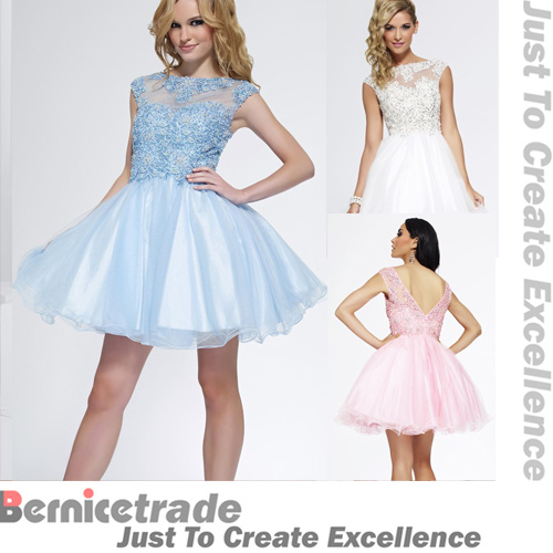 Lace Applique Mini Prom Cocktail Dresses