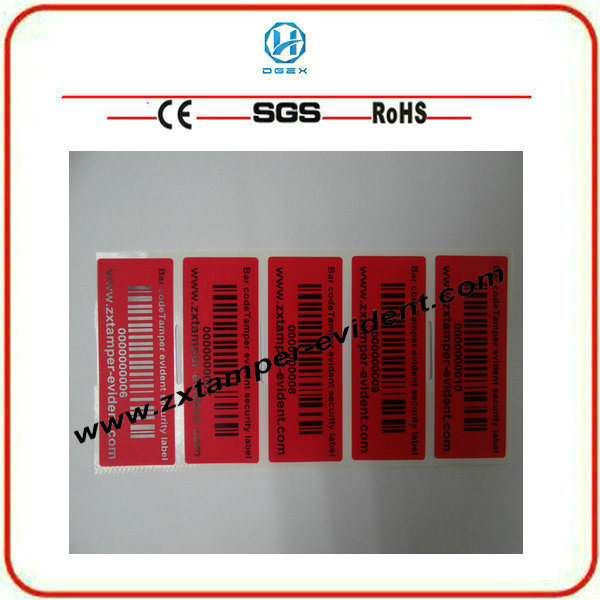 Security Tamper Proof Label with Bar Code Zx18s