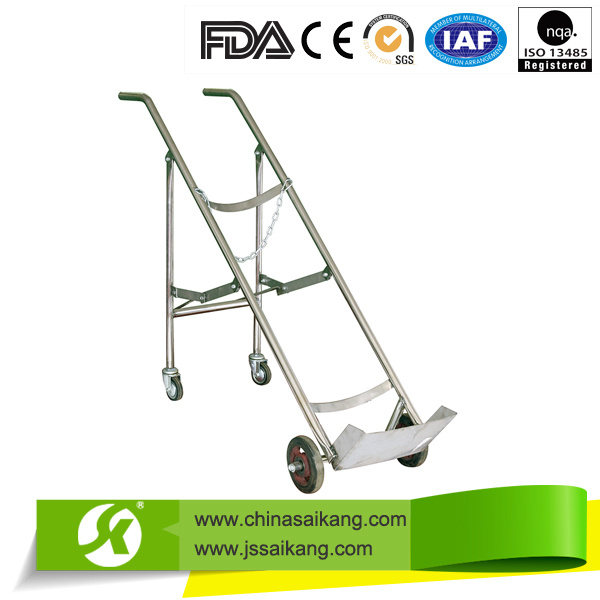 Stainless Steel Oxygen Cylinder Trolley with Double Feet