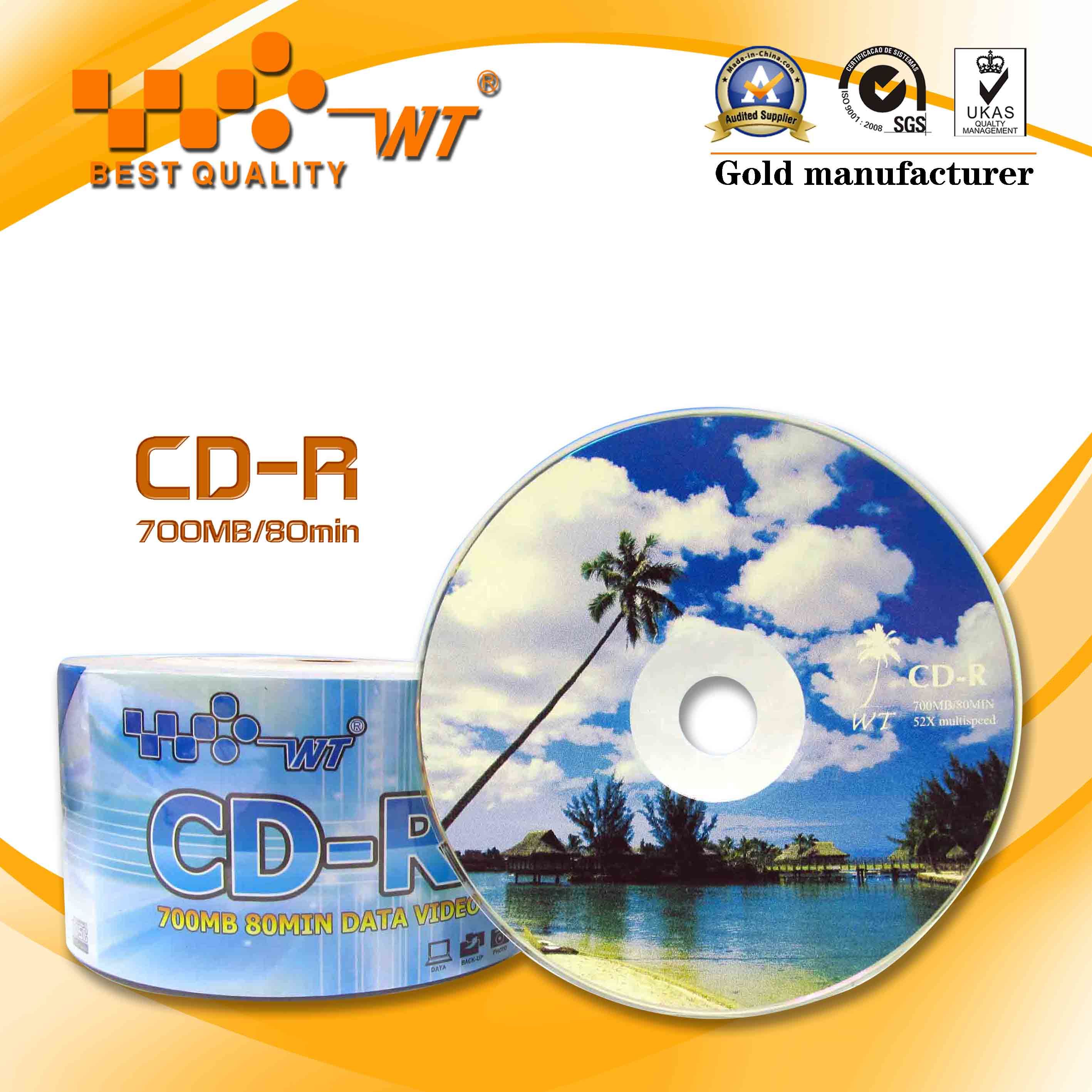 Blank CD-R 700MB 52x 80min 1-5 Colors Printing (WT CD-R 003)