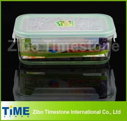 High Borosilicate 900ml Rectangular Food Storate Box With Plastic  Tight Cover