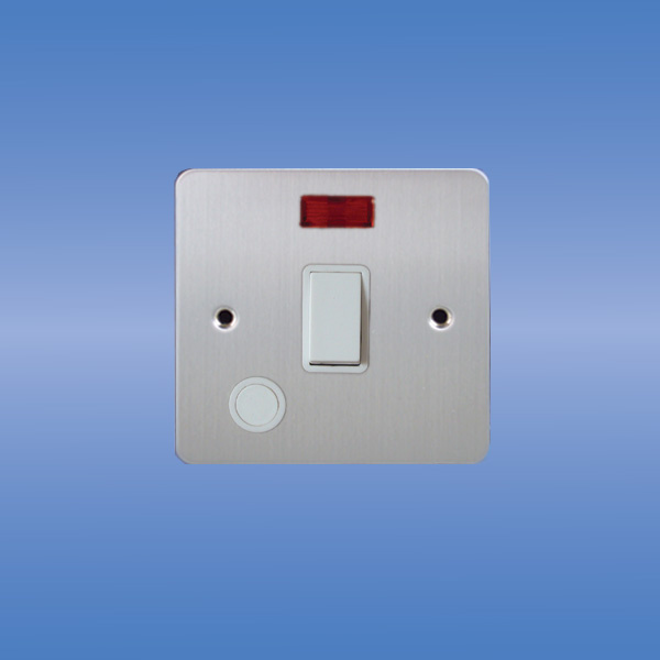20amp Double Pole Switch With Neon (Flat Brushed Chrome)