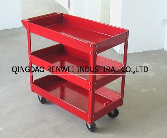 3 Layers Red Platform Hand Truck Four Wheel Folding Cart