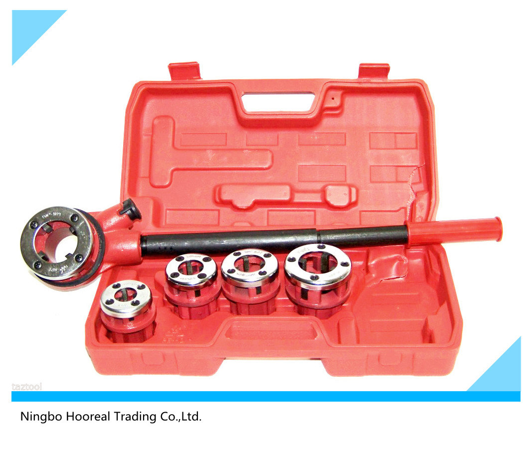 Pipe Threader Tool with Ratchet Handle and 5 Stock Dies Handheld