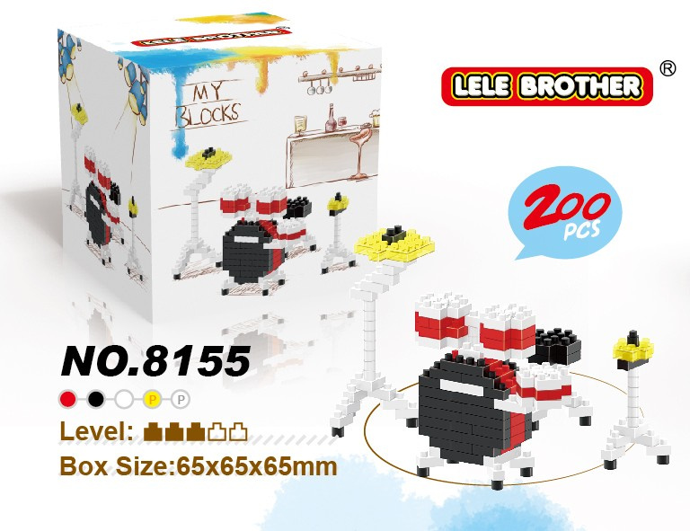 Lele Brother Nano Block Diamond Block Music Instrument Jazz Drum Set ABS Building Block