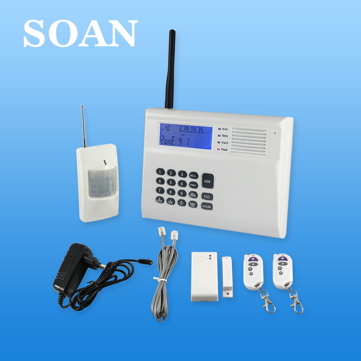 2 Wired Output SMS GSM PSTN Alarm Panel (SN2300G)