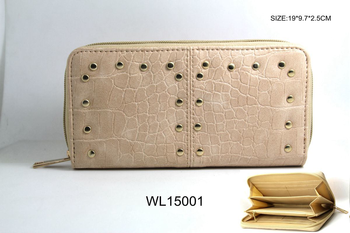 PU Fashion Wallet with Studs for Lady (WL15001)