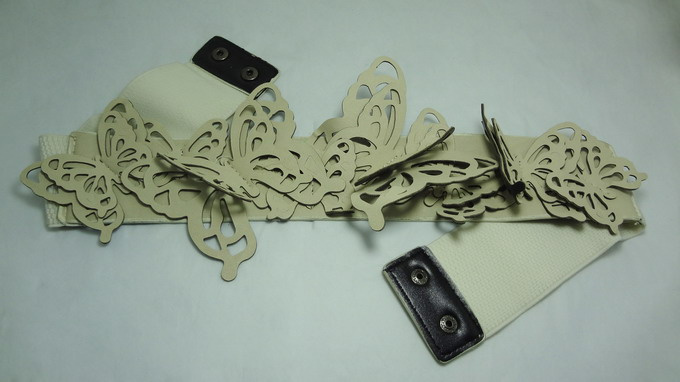 Lady Elastic Fashion Belt with PU Butterfly