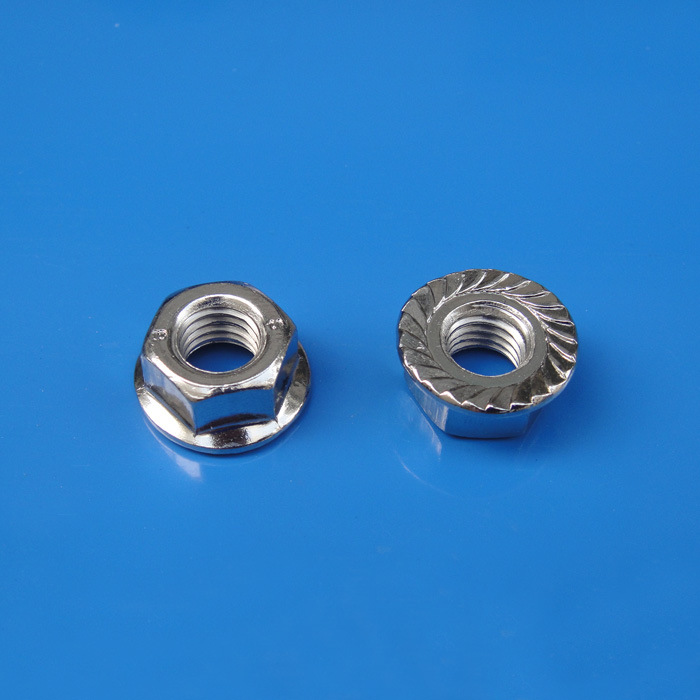 Plating Steel Material Nickel-Plated Hex Slip Flange Nuts to Prevent Loosening