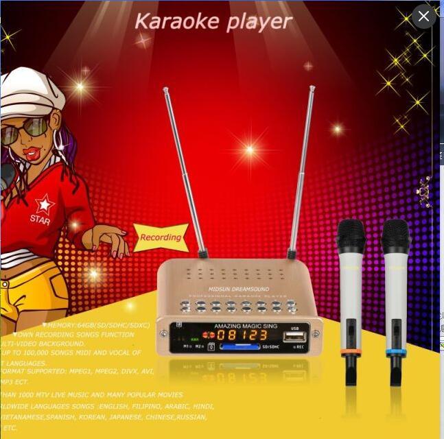 Kawii Portable Karaoke Player with Two Pieces Wireless Microphone