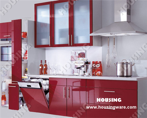 Beautiful Red Design Lacquer Finish Kitchen Cabinet