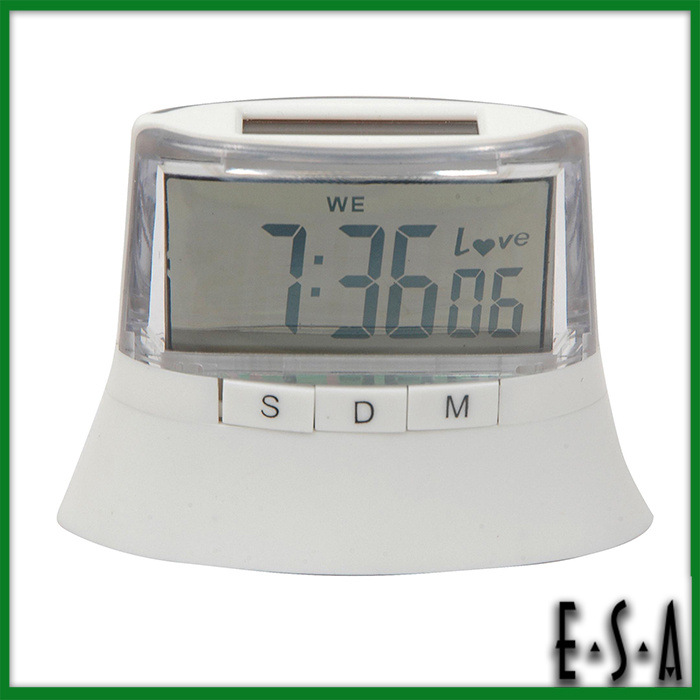 2015 New Arrival Solar Power LED Digital Clock, Small Solar LCD Clock Display Wholesale, Cheap Solar Power LCD Alarm Clock G20c102