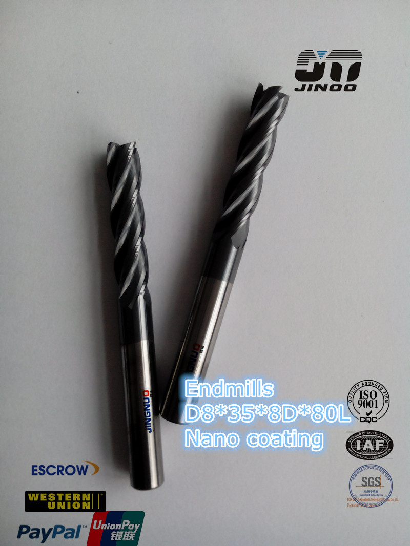 Solid Carbide Four Flute CNC Milling Tools Extra Long End Mills Milling Machine Tool