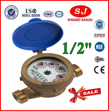 Single Jet Wet Dial Brass Body Class B 1/2'' Water Meter