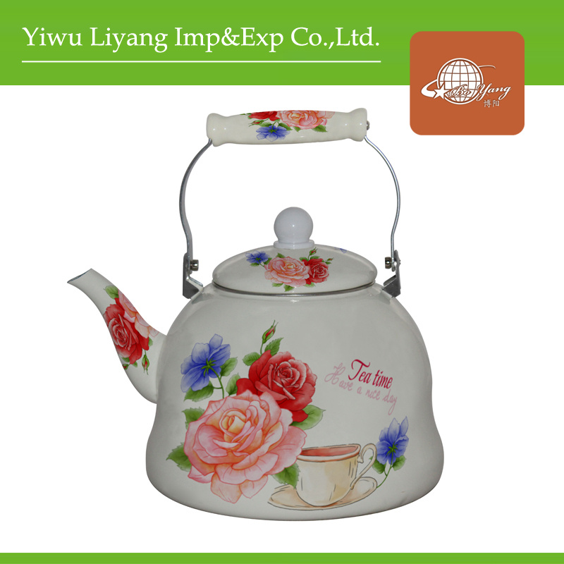 6L New Design Enamel Kettle Ceramic Teapot with Ceramic Handle (BY-2809)