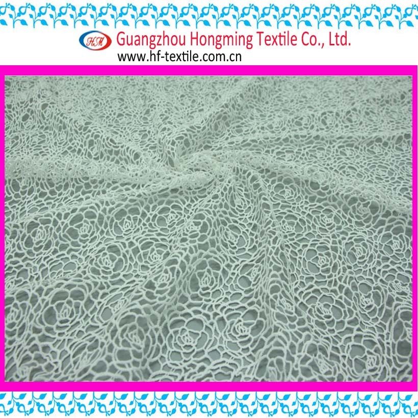 Simple Floral White Textile Embroidery Design for Garment