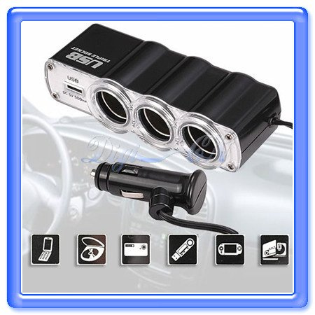 Boust Car Cigarette Lighter Socket Splitter With USB Charger (BST-AAR)