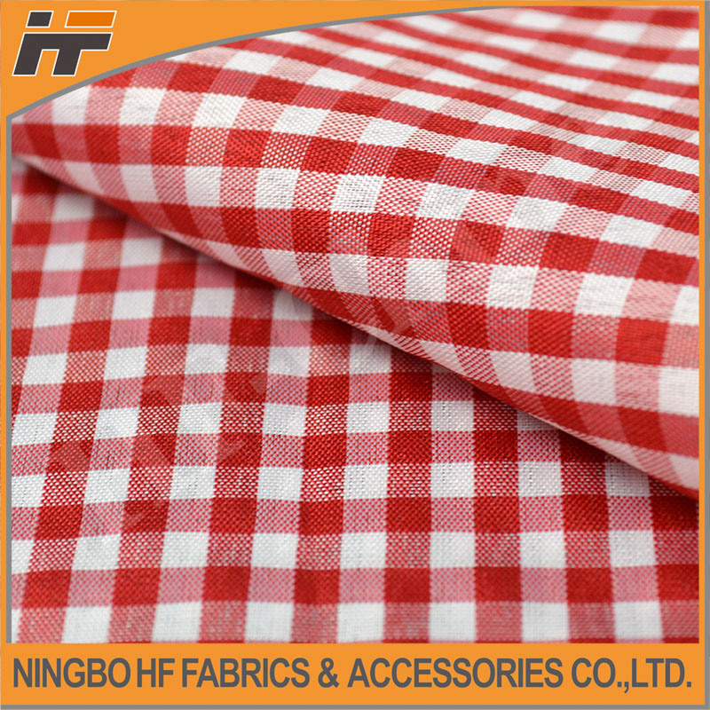 High Fashion Red Polyester Check Fabric