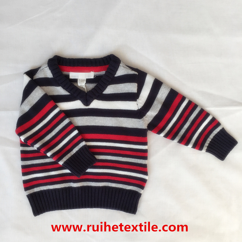 100% Cotton Fashion Design V-Neck Knitwear Sweater Cardigans for Kids