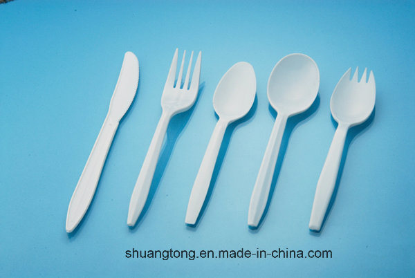 White PP Plastic Cutlery Disposable Fork Knife Spoon Tableware