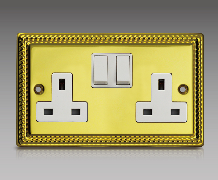 Metal Frame British Standard Double 13A Switched Socket