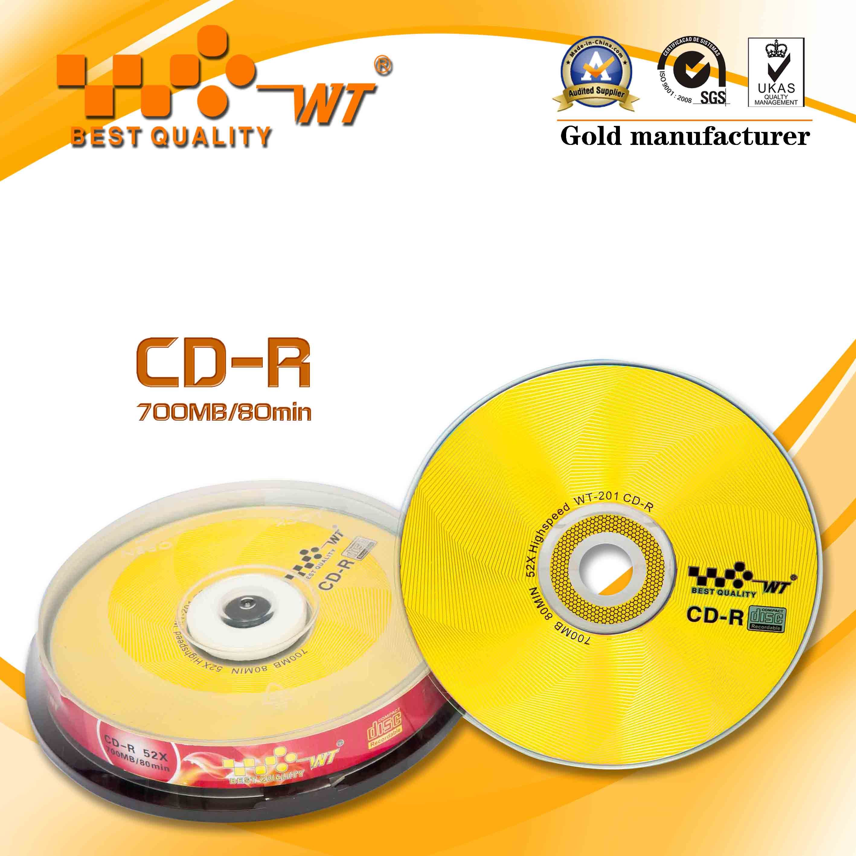 Blank CD-R 52x/700MB/80min (50PCS/cake box) (WT)