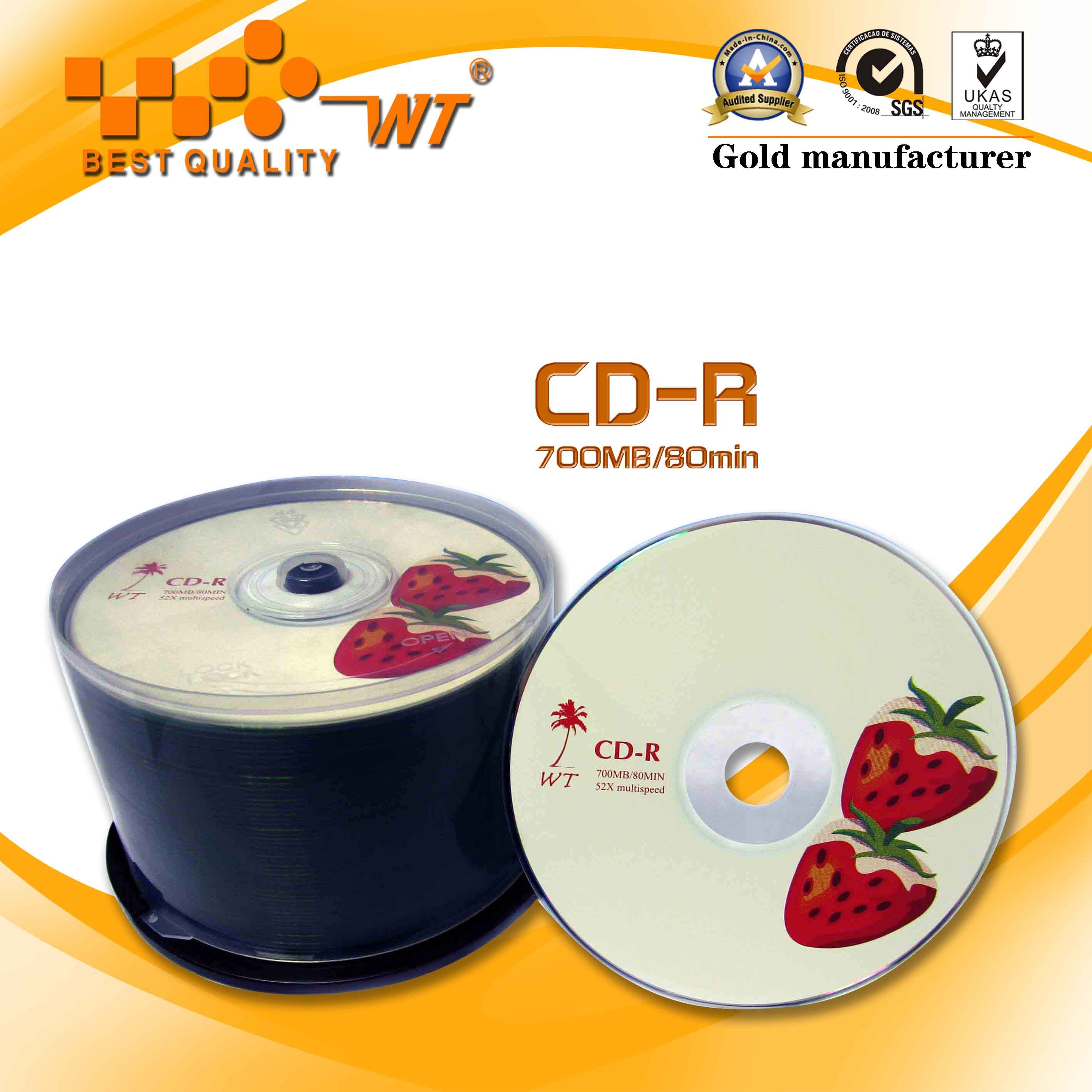 Blank CD-R 700MB/52x/80min Cake Box Packing (WT CD-R004)