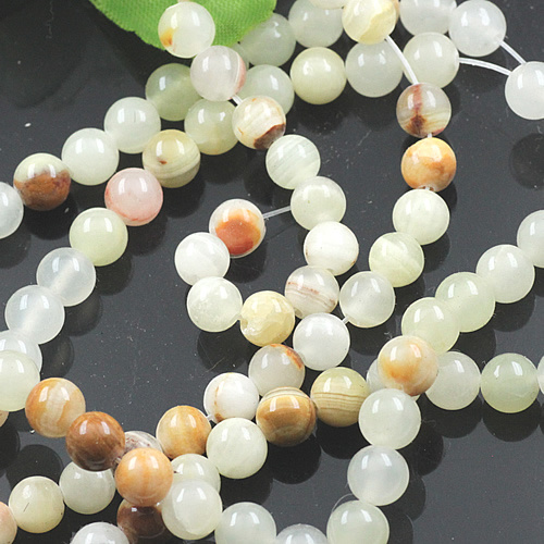 6mm Natural Light Mottle Green Jade Necklace Jewelry (FC-03105)
